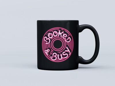 Booked & Busy Black Mug