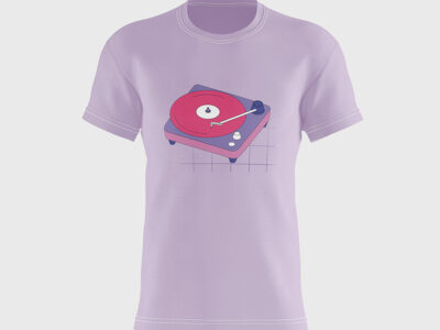 Record Player Purple Tee