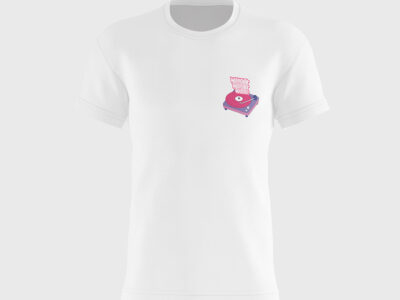 Record Player White Tee